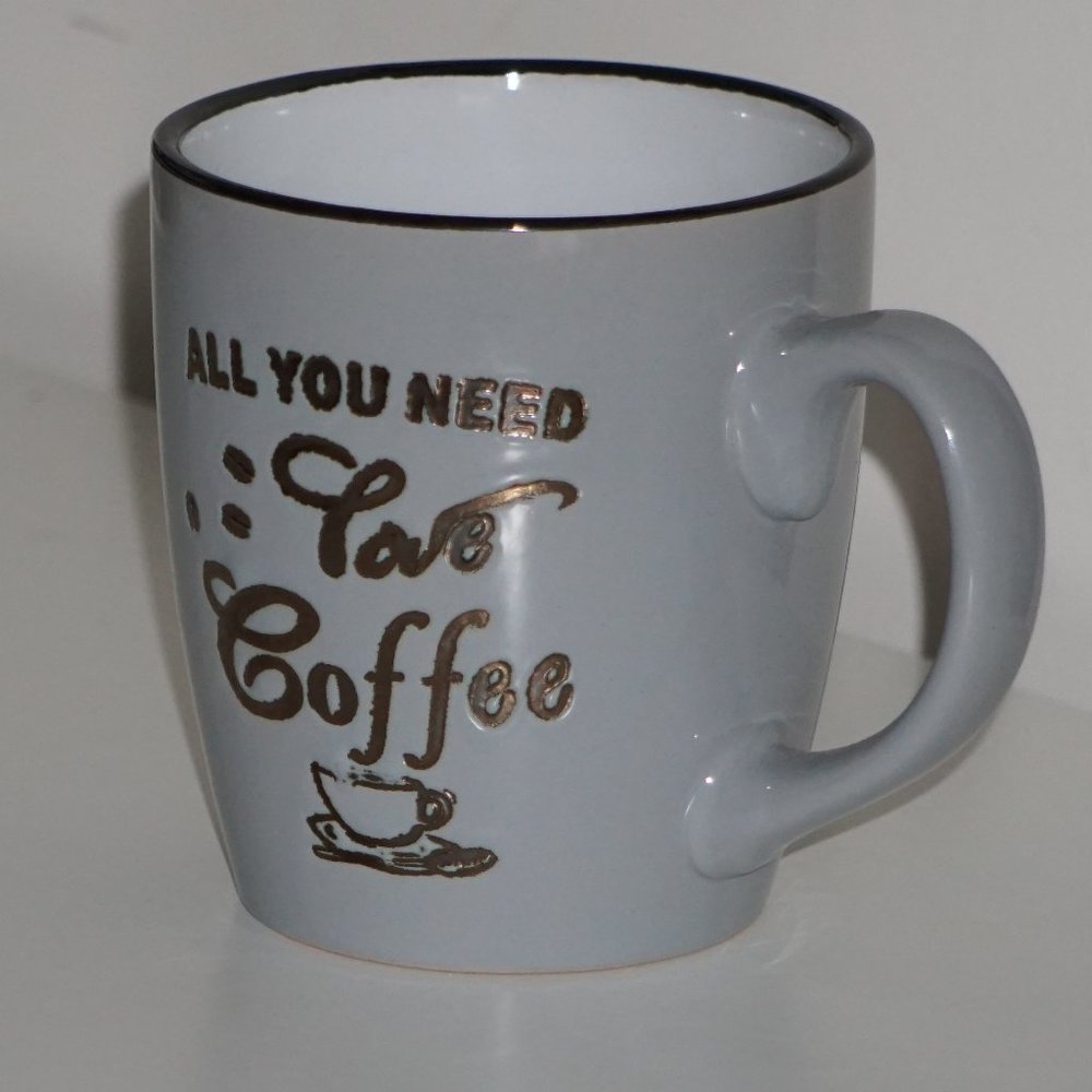 2 Mugs Coffee Red and Gray "ALL YOU NEED COFFE" - Picture 7 of 8